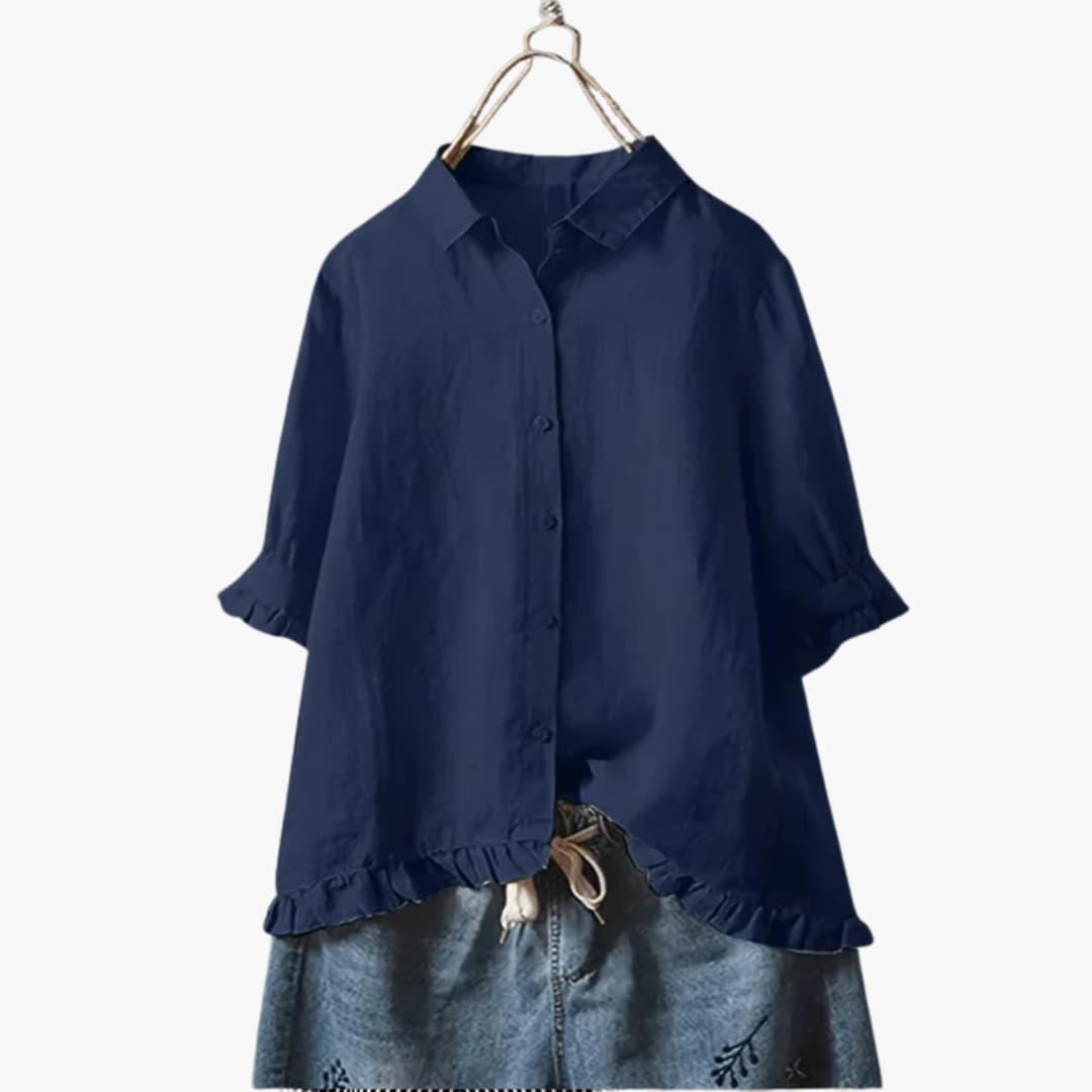 Bluse til kvinder med krave og knapper foran
