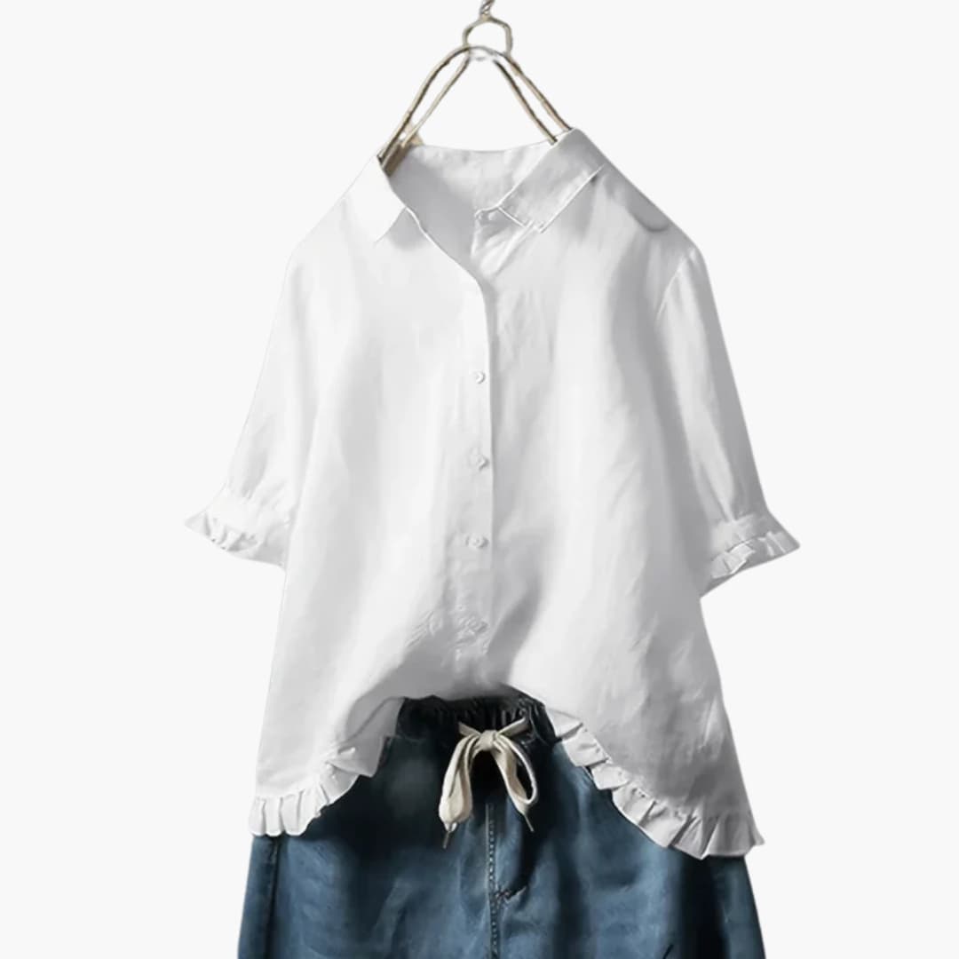 Bluse til kvinder med krave og knapper foran