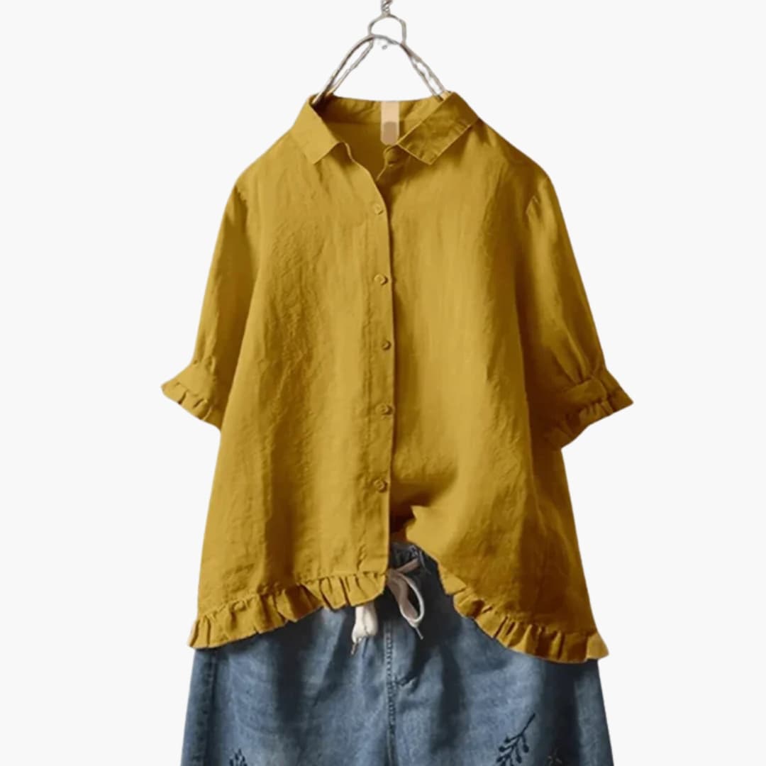 Bluse til kvinder med krave og knapper foran
