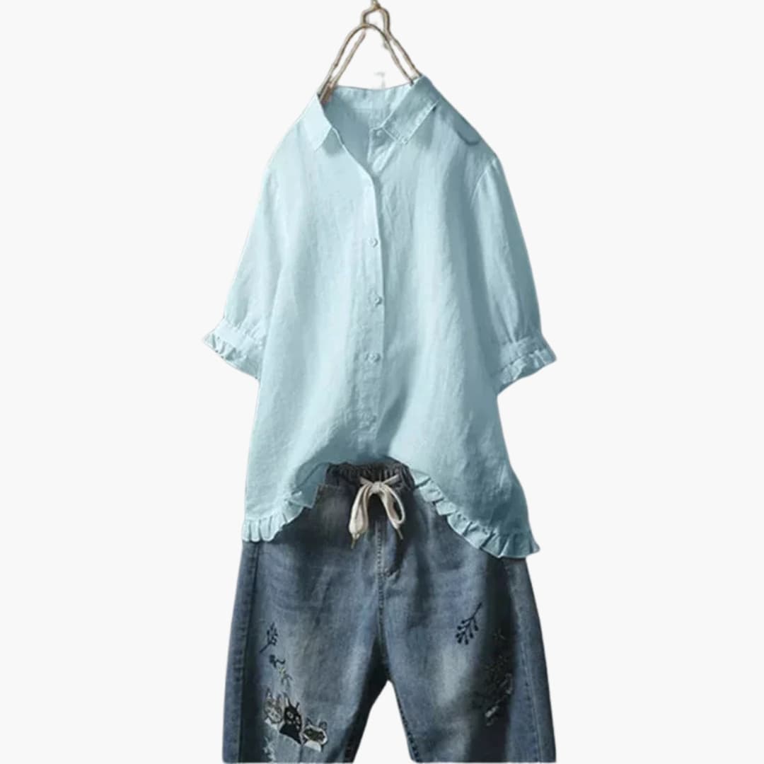 Bluse til kvinder med krave og knapper foran