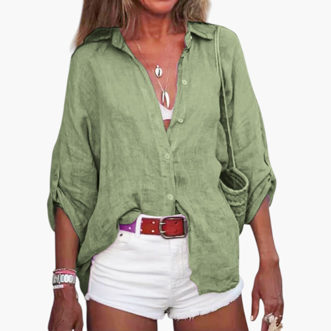 Blouse femme à col a fermeture boutonnée