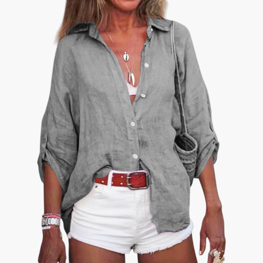 Blouse femme à col a fermeture boutonnée