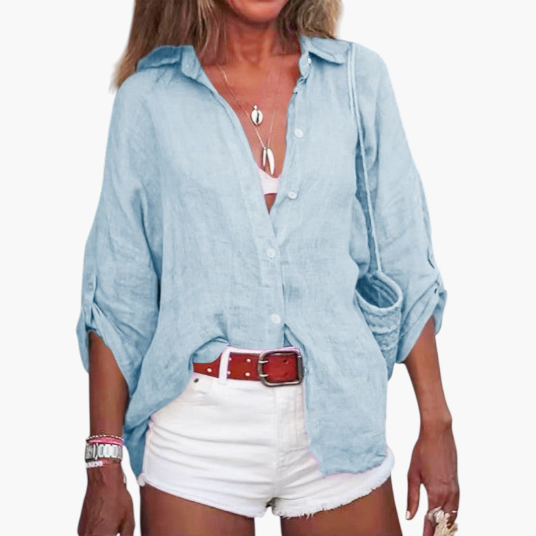 Blouse femme à col a fermeture boutonnée