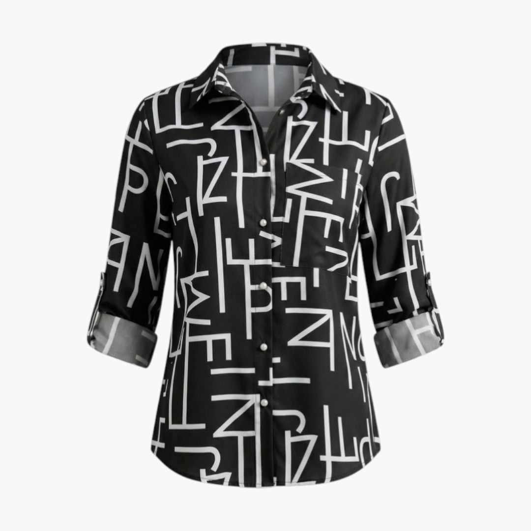 Blouse femme à col rabattu et fermeture boutonnée