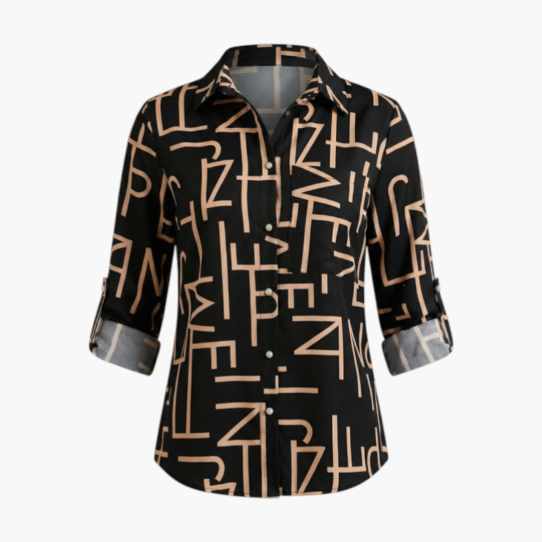 Blouse femme à col rabattu et fermeture boutonnée