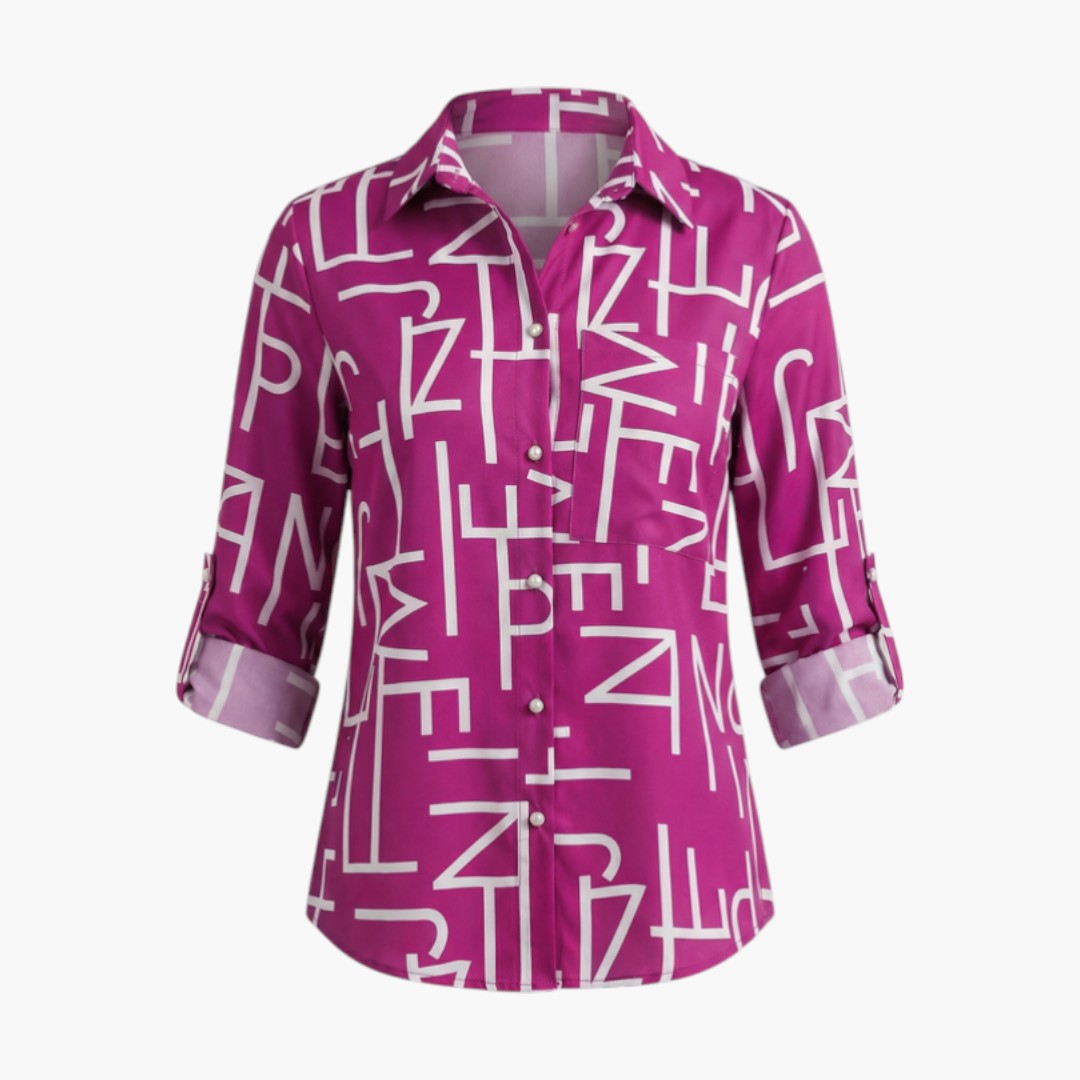Blouse femme à col rabattu et fermeture boutonnée