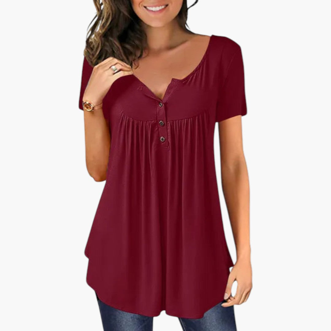 Blouse femme à encolure en V avec détail boutonné