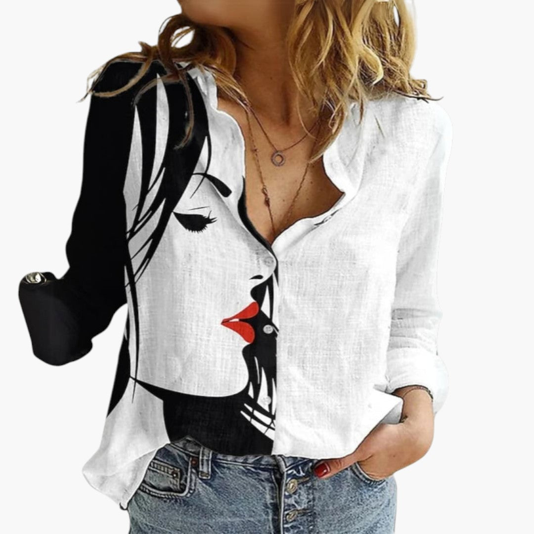 Blouse femme à encolure en V avec imprimé floral
