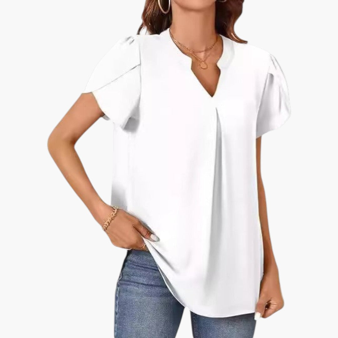 Blouse femme à encolure en V et manches bouffantes