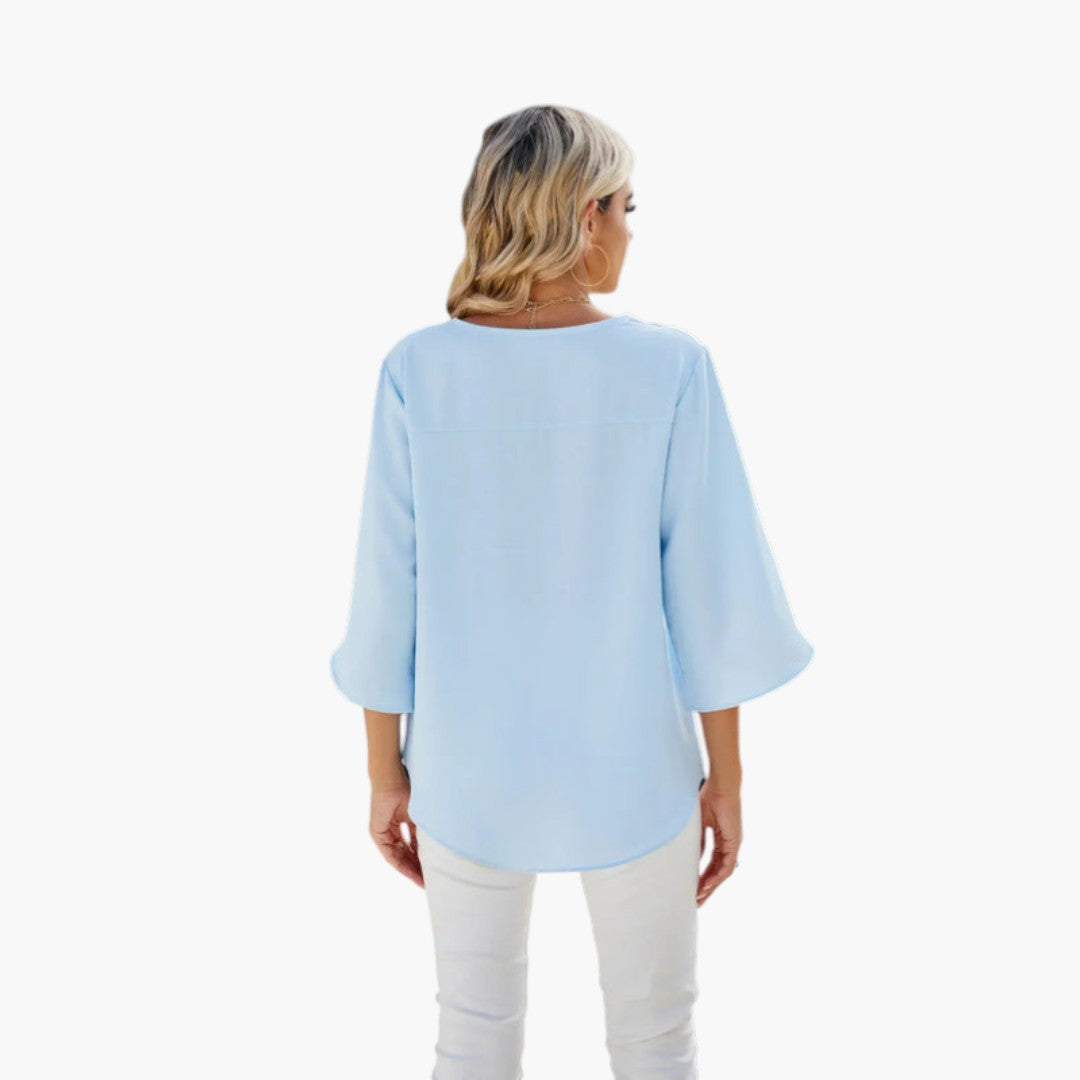 Blouse femme à encolure en V et manches fendues