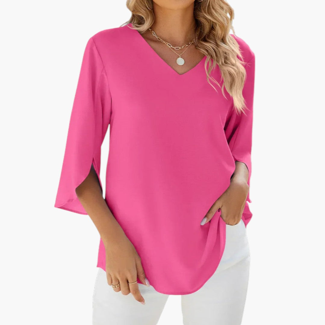 Blouse femme à encolure en V et manches fendues