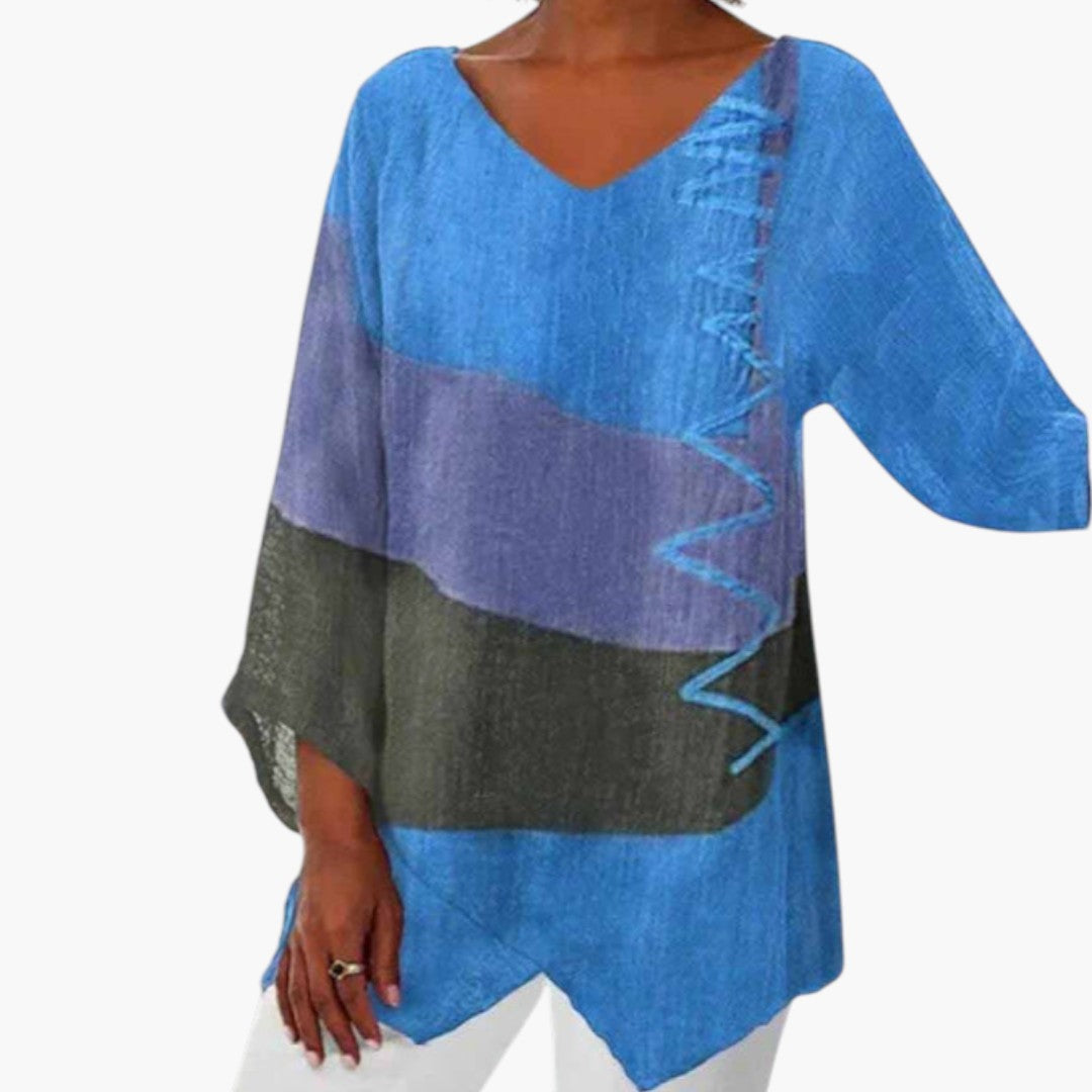Blouse femme àvec manches longues et encolure en V