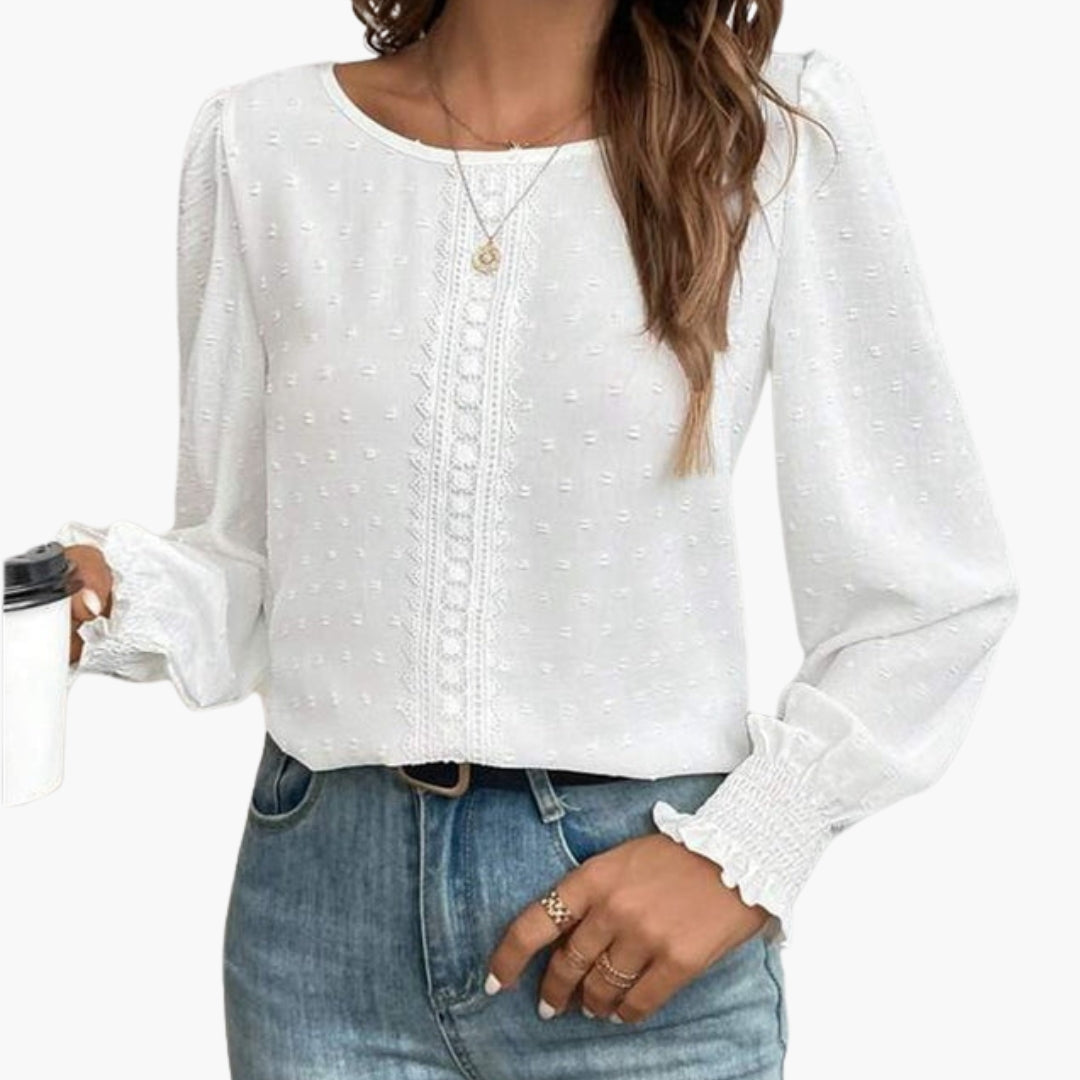 Blouse femme à encolure ronde avec détail brodé