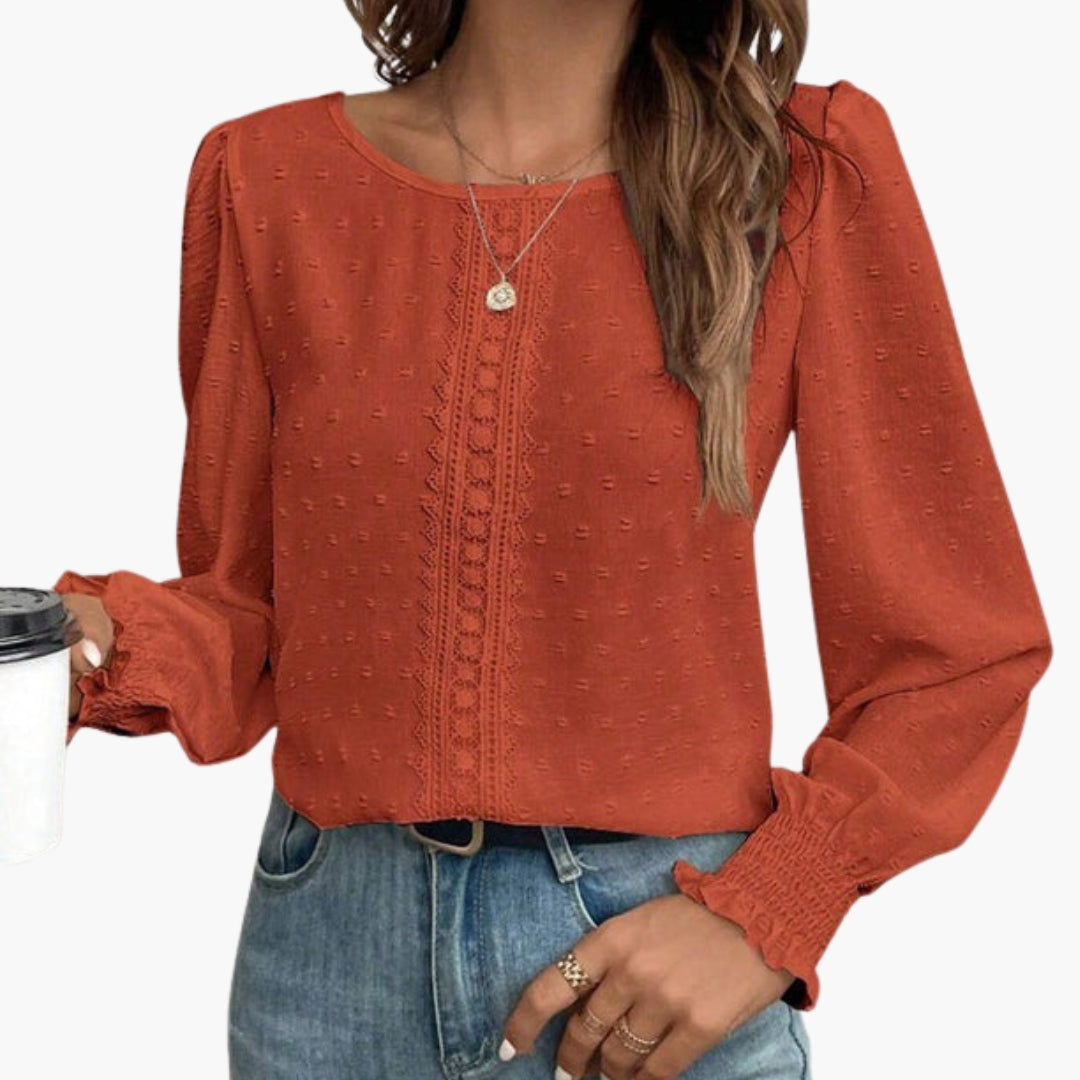 Blouse femme à encolure ronde avec détail brodé