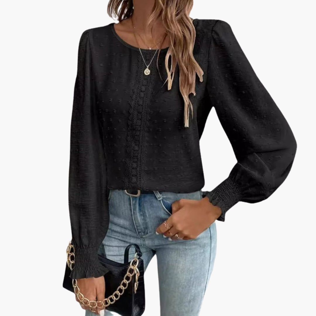 Blouse femme à encolure ronde avec détail brodé