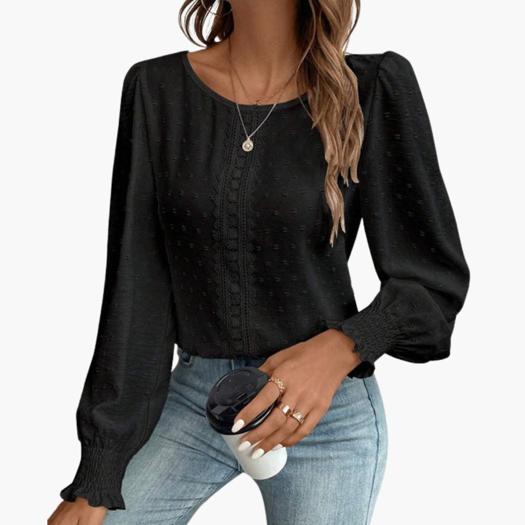 Blouse femme à encolure ronde avec détail brodé