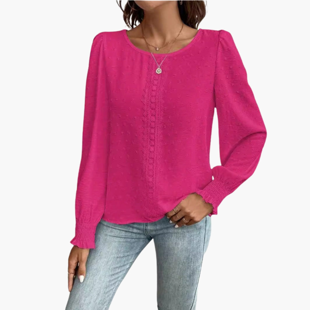 Blouse femme à encolure ronde avec détail brodé