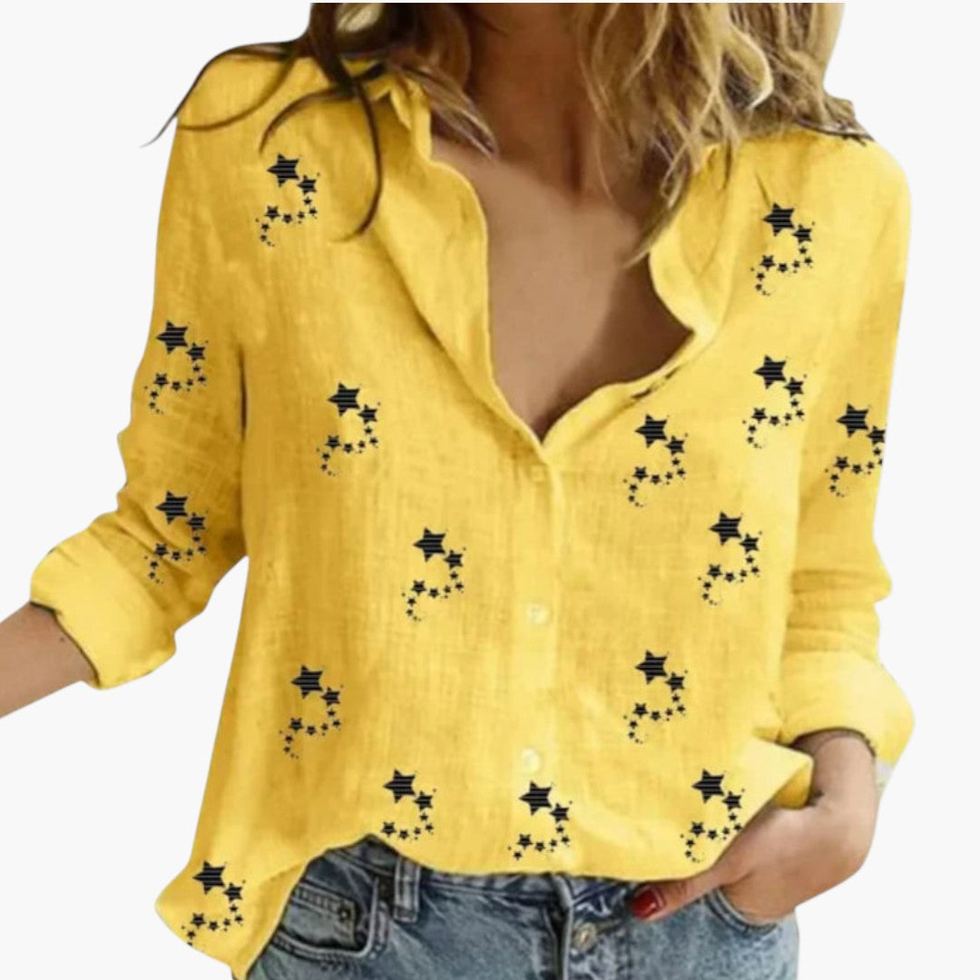 Blouse femme avec col et imprimé étoiles