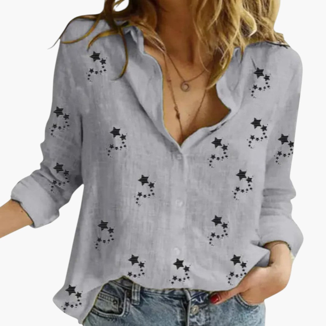 Blouse femme avec col et imprimé étoiles