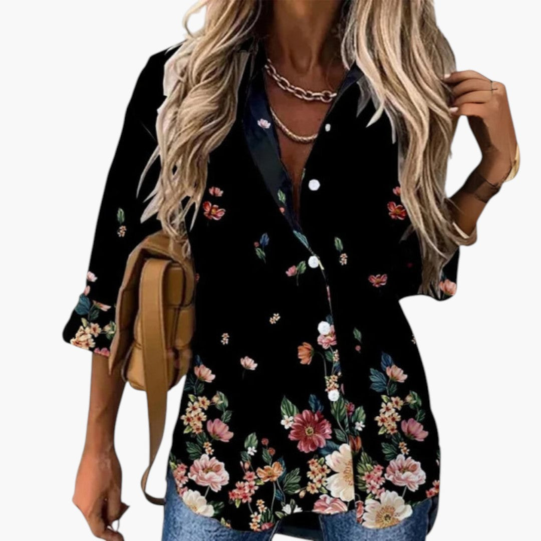 Blouse femme avec col et imprimé floral