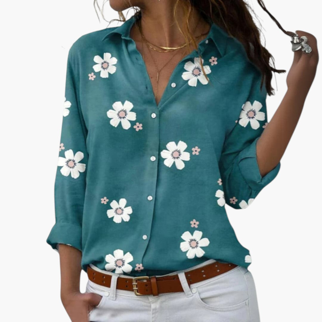 Blouse femme avec imprimé floral et manches longues