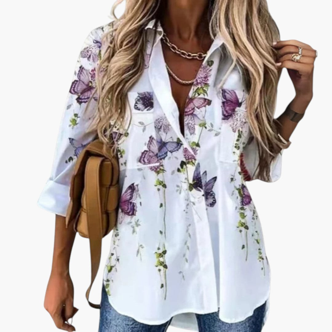 Blouse femme avec col et imprimé floral