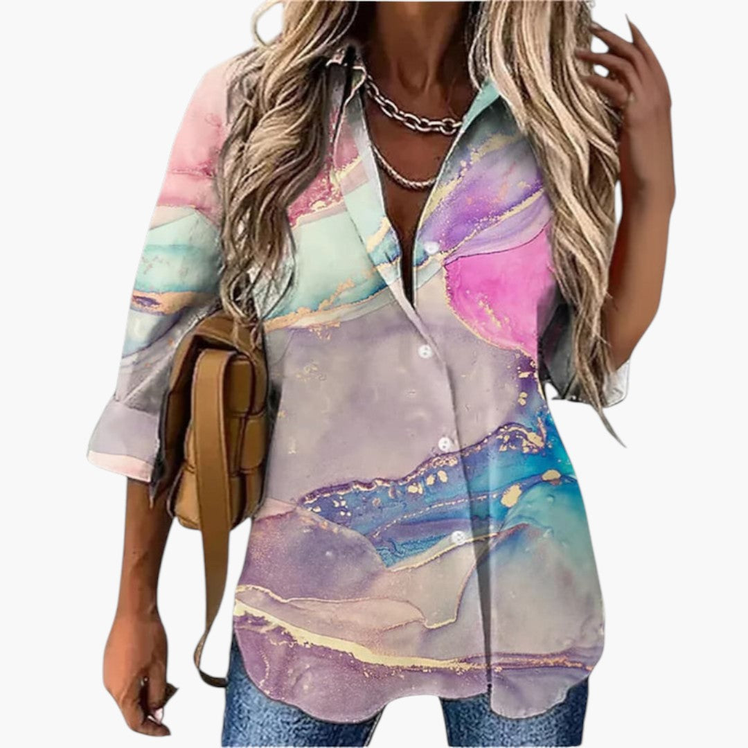 Blouse femme avec motif imprimé et manches trois quarts