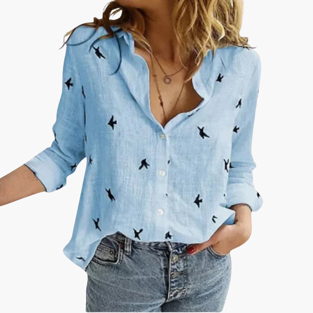 Blouse femme col V à manches longues