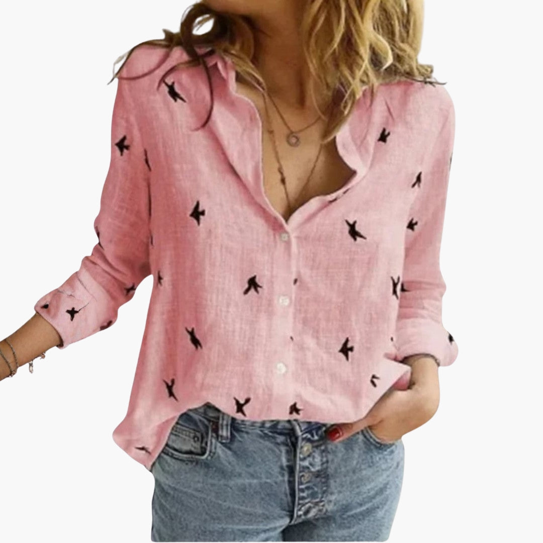 Blouse femme col V à manches longues