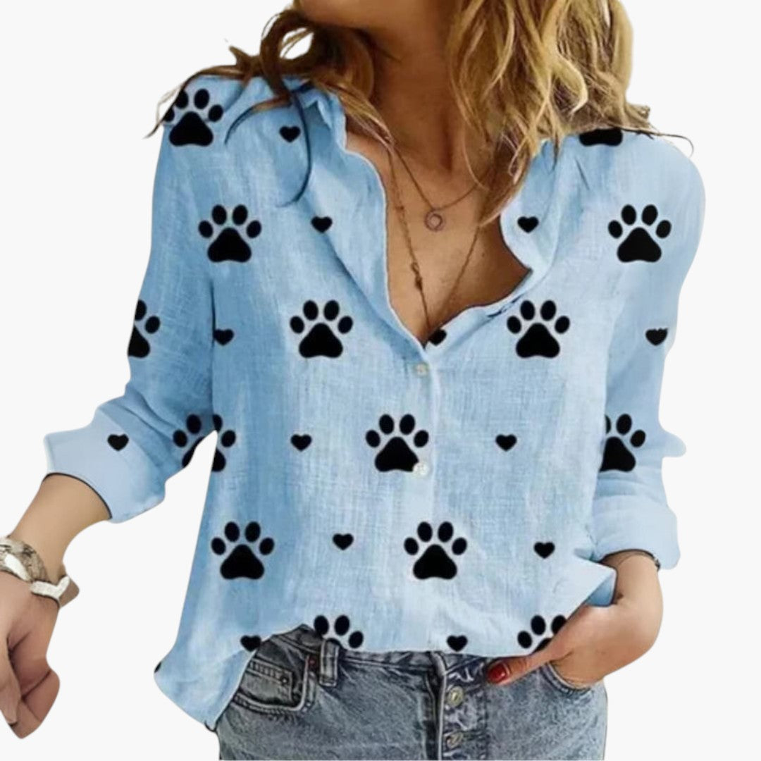 Blouse femme col V à manches longues