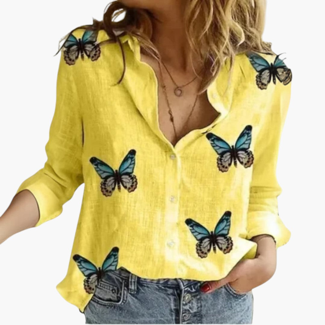 Blouse femme col V à manches longues