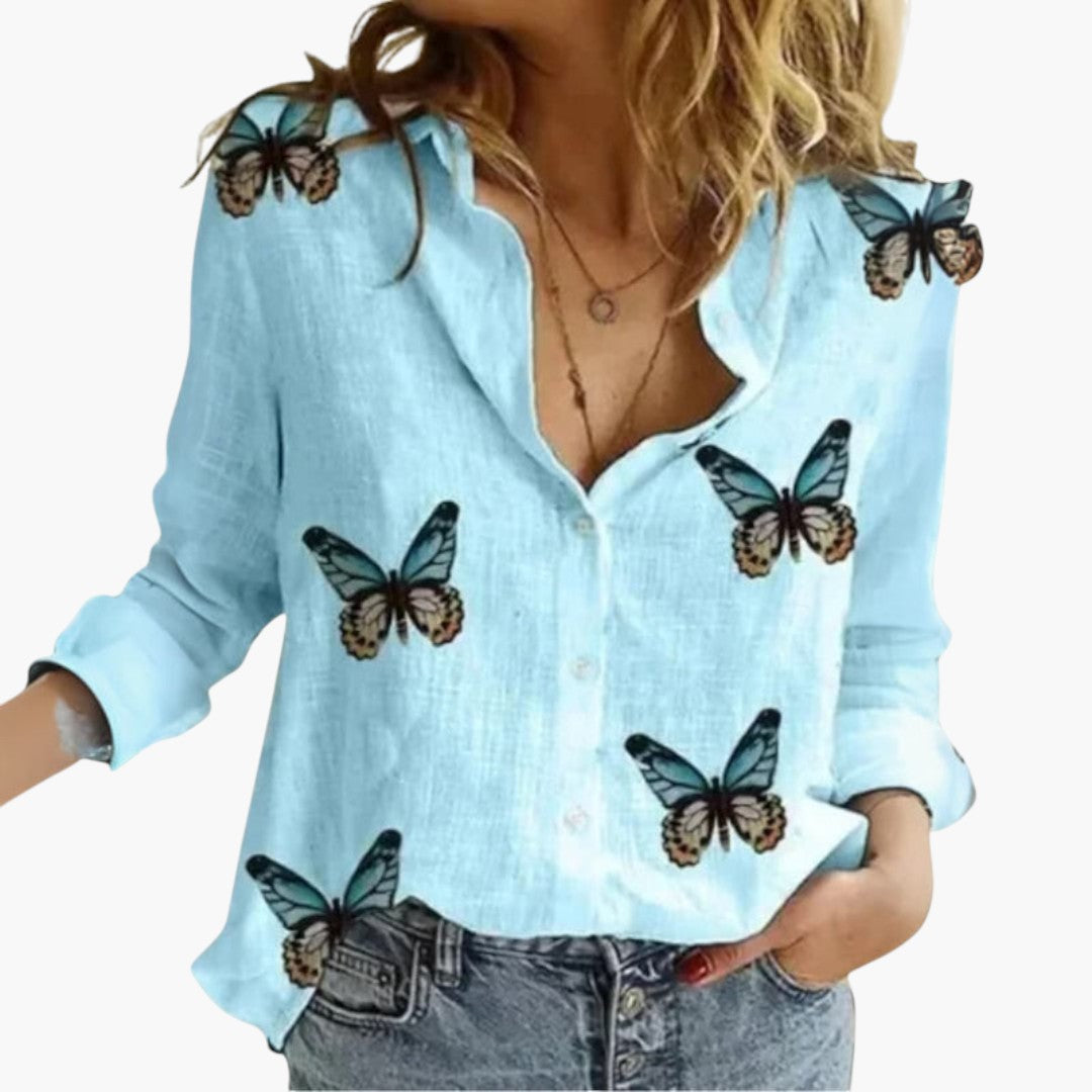 Blouse femme col V à manches longues