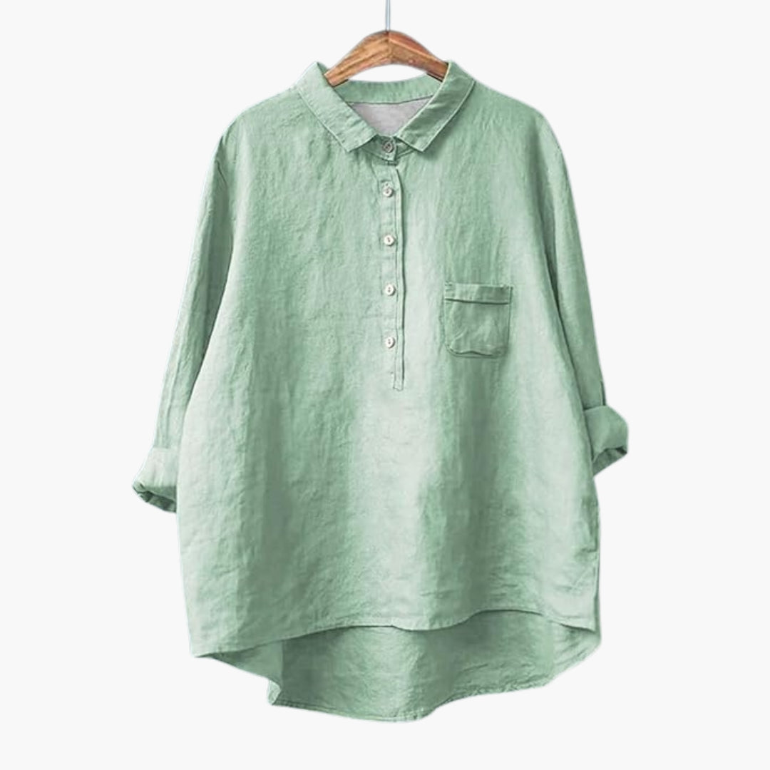 Blouse femme imprimée florale à col et patte de boutonnage