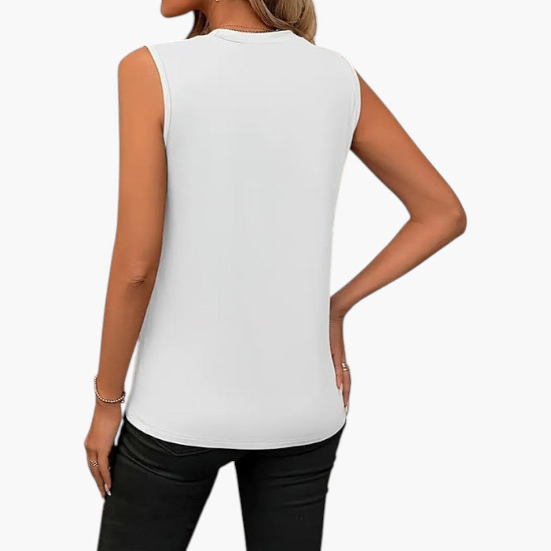 Blouse femme sans manches à encolure ronde