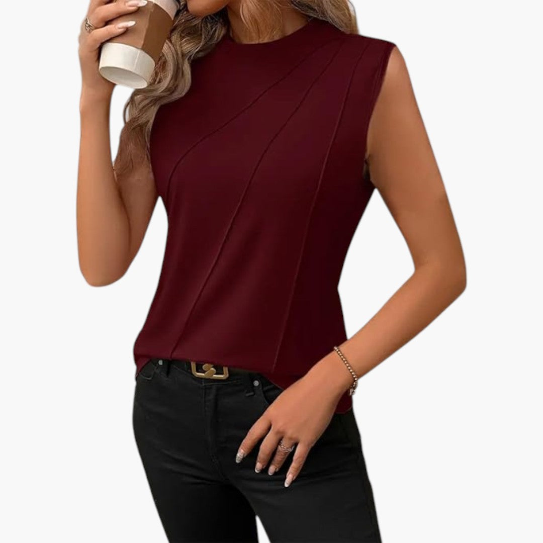 Blouse femme sans manches à encolure ronde