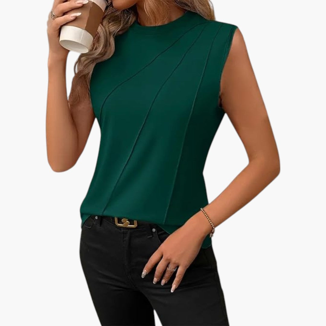 Blouse femme sans manches à encolure ronde