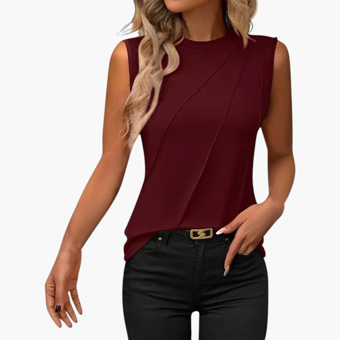 Blouse femme sans manches à encolure ronde