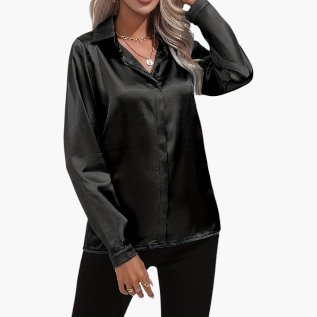 Blouse femme satinée à fermeture boutonnée