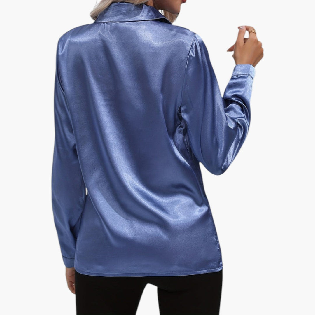Blouse femme satinée à fermeture boutonnée