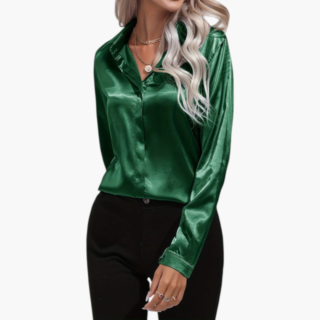 Blouse femme satinée à fermeture boutonnée