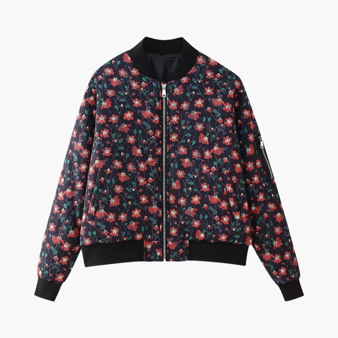 Blouson Bombardier til kvinder med blomsterprint