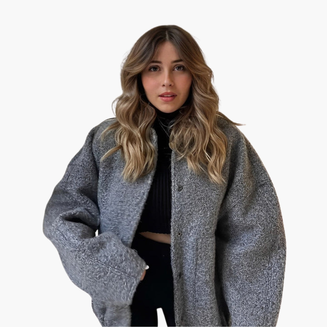 Blouson bomber donna ampio con bottoni a pressione