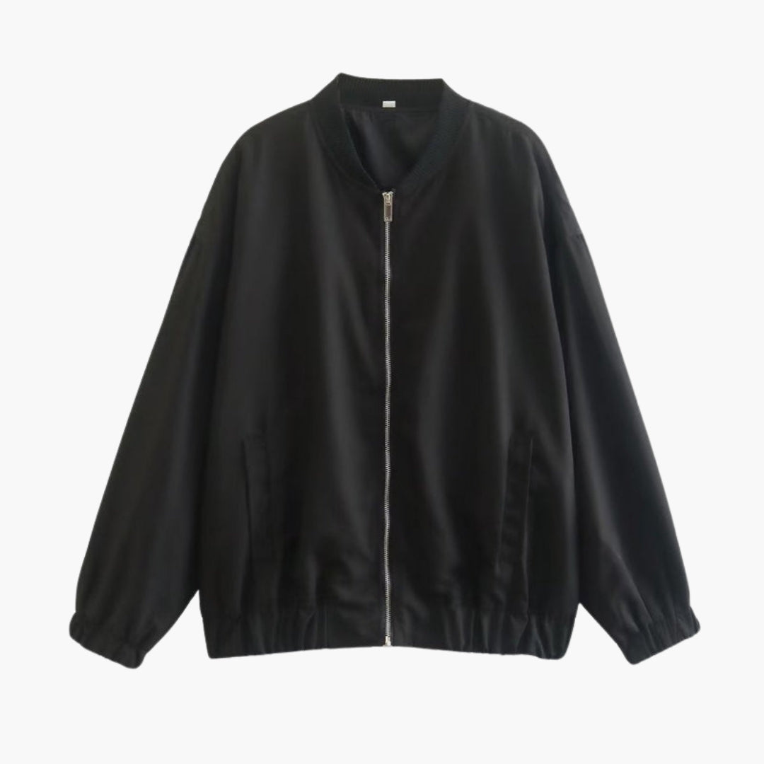 Blouson bomber til kvinder med lynlås og elastisk kant