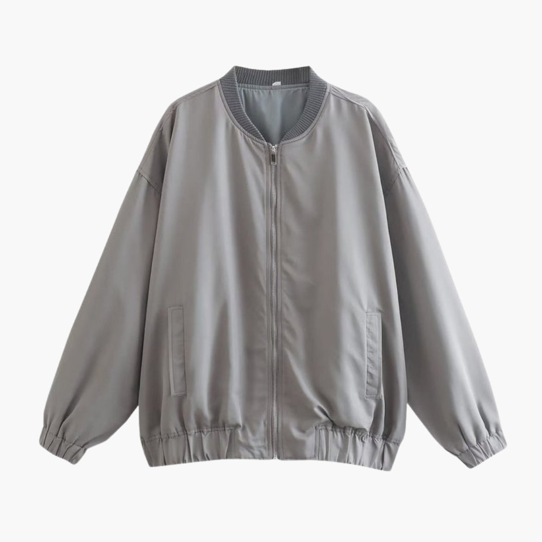 Blouson bomber til kvinder med lynlås og elastisk kant