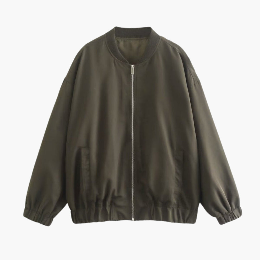 Blouson bomber til kvinder med lynlås og elastisk kant