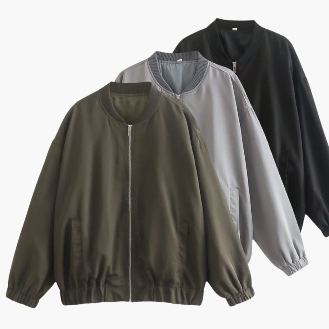 Blouson bomber til kvinder med lynlås og elastisk kant