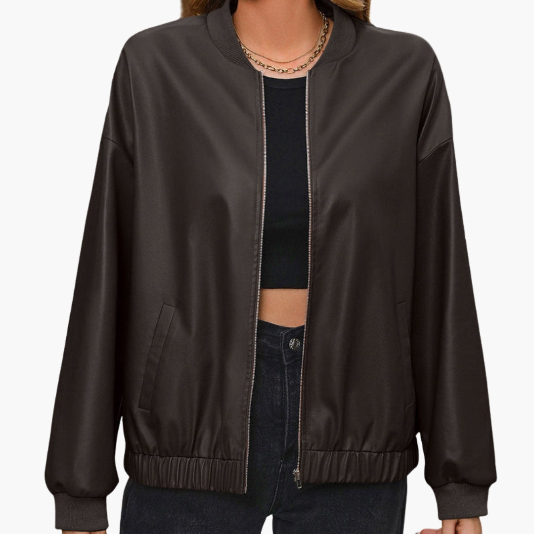 Women's Bomber Jacket with Side Pockets