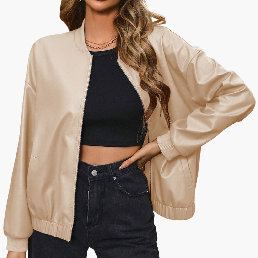 Women's Bomber Jacket with Side Pockets