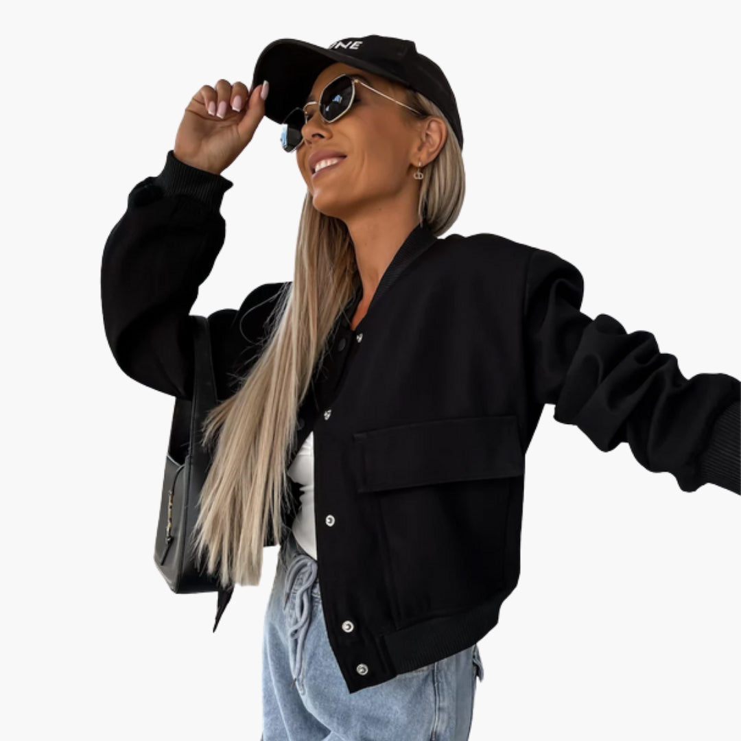 Blouson bomber donna con tasche applicate davanti