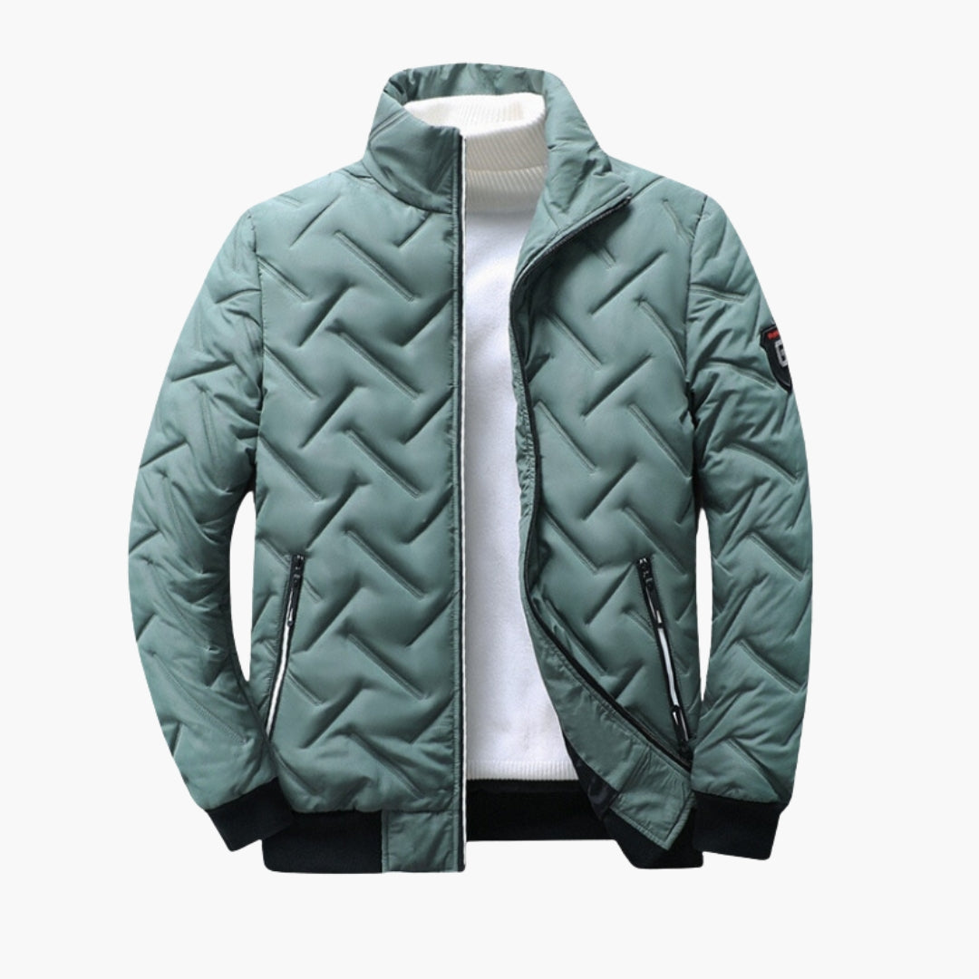 Men's Bomber Jacket with Stand-Up Collar and Zipped Pockets